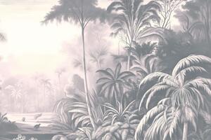 Öntapadó tapéta trópusi táj vintage hatással