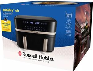 RUSSELL HOBBS SatisFry dupla kosaras forrólevegős sütő 9L fekete/pezsgő