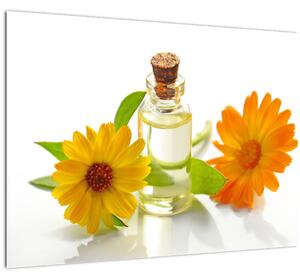 Virágos olaj képe (üvegen) (70x50 cm)