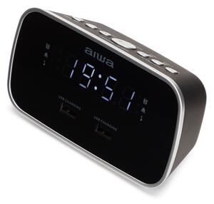 Aiwa CRU-19BK Rádiós LED ébresztőóra - Fekete/Ezüst