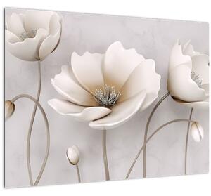 Fehér virágok képe (üvegen) (70x50 cm)