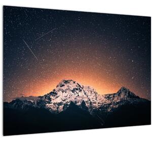Egy éjszakai égbolt és a hegy képe (üvegen) (70x50 cm)