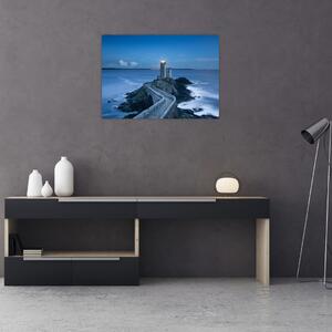 A világítótorony és a tenger képe (üvegen) (70x50 cm)