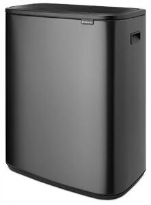 Brabantia Bo Touch Bin nyomófedeles hulladékgyűjtő XXL, padlón álló, műanyag tartály, 2x30L - O méret, acél, magabiztos szürke - 233609