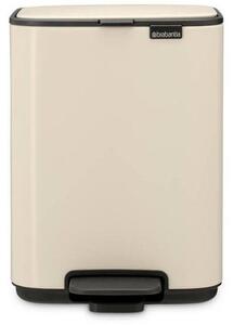 Brabantia Bo Pedal Bin pedálos hulladékgyűjtő szagmentesen záródó Soft-Close fedél, karcsú, négyzetes forma, műanyag tartály, 4L - A méret, acél, világos bézs - 237829
