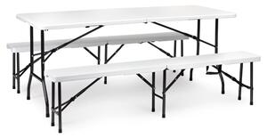 Catering szett asztal 180cm + 2 pad fehér színben