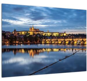 A prágai vár és a Károly-híd képe (üvegen) (70x50 cm)