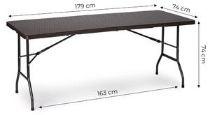 Összecsukható kerti bankett asztal 180 cm - rattan hatású