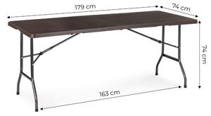Catering összecsukható asztal 180 cm - sötétbarna