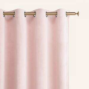 CHARMY Világos rózsaszín bársonyfüggöny ezüst ringlikkel 140 x 260 cm