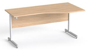 MAYAH Íróasztal íves jobbos szürke fémlábbal 160x80 cm tölgy IBXA29T