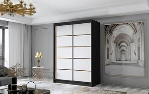 LUNGO IV gardróbszekrény, 120 cm – fekete/fehér