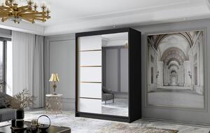 LUNGO III gardróbszekrény, 120 cm – fekete/fehér