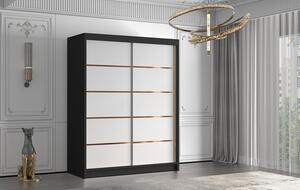 FLAVIO IV gardróbszekrény, 150 cm – fekete/fehér
