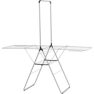 Brabantia HangOn Drying Rack ruhaszárító állvány, 25m szárítási hossz, felhajtható vállfa tartórúddal, 8db ruhaakasztó kampó, 12+10kg teherbírás, összecsukható, acél, metál szürke - 403545