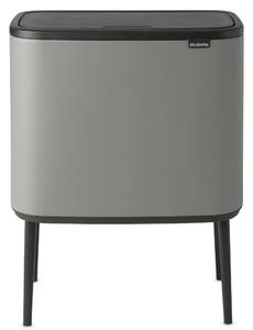 BRABANTIA Bo Touch Bin nyomófedeles hulladékgyűjtő magasított lábakon álló műanyag tartály 36L - R méret acél betonszürke ásványi textúra - 127205