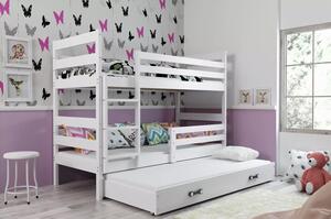 Gyerek emeletes ágy ERYK kihúzható ággyal 80x190 cm - fehér Fehér