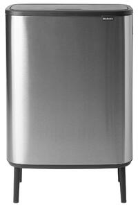 BRABANTIA Bo Touch Bin Hi szelektív hulladékgyűjtő Soft-Close fedéllel magasított lábakon álló műanyag tartály XXL 2x30L - O méret r.m. acél selyem ujjlenyomatmentes - 130649