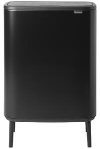 BRABANTIA Bo Touch Bin Hi szelektív hulladékgyűjtő Soft-Close fedéllel magasított lábakon álló műanyag tartály XXL 2x30L - O méret acél matt fekete - 130625