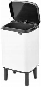 Brabantia Bo Waste Bin Hi hulladékgyűjtő felnyitható, Soft-Close fedéllel, magasított, lábakon álló, műanyag tartály, 4L - A méret, acél, fehér - 227042