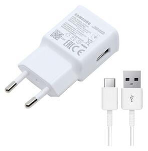 SAMSUNG hálózati töltő USB aljzat (5V / 2000 mA, gyorstöltés támogatás + EP-DG970BWE Type-C kábel 100cm ) FEHÉR (EP-TA200EWE_TYPEC / EP-DG970BWE)