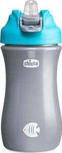 Chicco Kids Pop-Up Cup csöpögésmentes szilikon szívószálas kulacs, cseppmentes ráppatintós záródással. 24m+ 350 ml kék