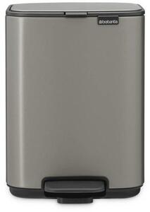 Brabantia Bo Pedal Bin pedálos hulladékgyűjtő szagmentesen záródó Soft-Close fedél, karcsú, négyzetes forma, műanyag tartály, 4L - A méret, acél, platinaszürke - 237881