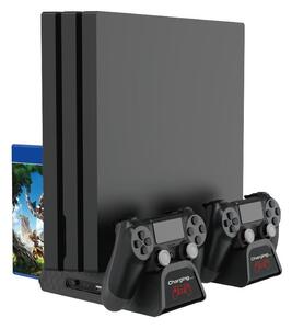 FroggieX Cooling Charging Stand & Storage PS4 hűtő + dupla töltő állvány + játék tartó fekete (FX-P4-C3-B)
