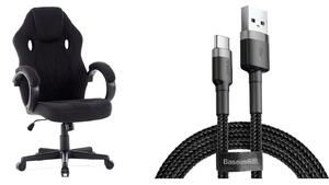 SENSE7 Prism gamer szék - textil, fekete + USB kábel