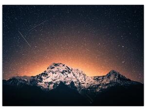 A csillagos ég, a hegyekkel képe (üvegen) (70x50 cm)