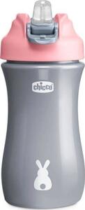 Chicco Kids Pop-Up Cup csöpögésmentes szilikon szívószálas kulacs, cseppmentes ráppatintós záródással. 24m+ 350 ml rózsaszín