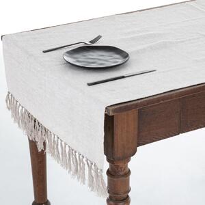 Tom Linen asztali futó rojtos szegéllyel – Warsa Natural II, 65x140 cm