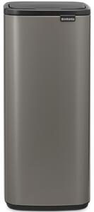 Brabantia Bo Touch Bin nyomófedeles hulladékgyűjtő, karcsú, négyzetes forma, műanyag tartály, 30L - O méret, acél, platinaszürke - 238260