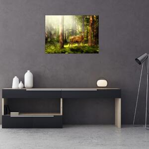 Kép egy szarvas az erdőben (üvegen) (70x50 cm)