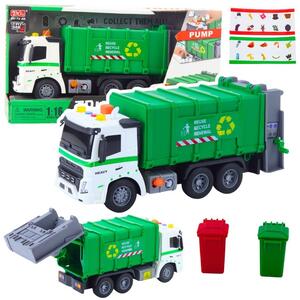 Lean Toys Szemétszállító Szemeteskuka Zöld Fényekkel 1:16
