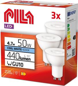 3 db PILA LED GU10 REFLEKTOR MR16 4,7W (50W) 440lm 4000K NEUTRÁLIS FÉNYŰ