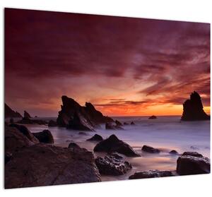 Naplemente a tengerparton képe (üvegen) (70x50 cm)