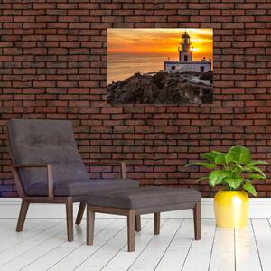Világítótorony naplementekor képe (70x50 cm)