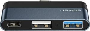 Usams adapter (2 USB+Type-C aljzat - Type-C) SÖTÉTSZÜRKE (SJ490HUB01)
