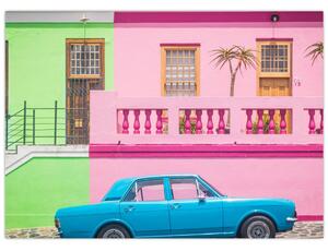 Autó képe - színes házak (70x50 cm)