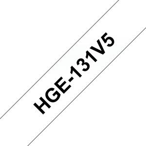 BROTHER szalag HGe-131, Átlátszó alapon Fekete, Nagy sebességű, 12mm 0.47", 8 méter, 5db/csomag