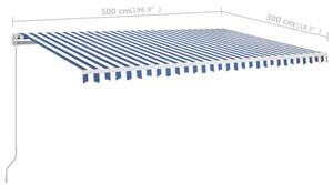 VidaXL kék és fehér kézzel kihúzható napellenző 500 x 300 cm