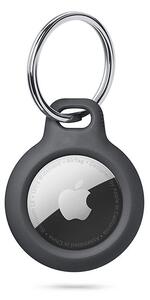 Szilikon védőtok és rögzítő kulcstartó Apple AirTag nyomkövetőhöz - Rough - fekete (ECO csomagolás)