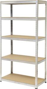TOOLCRAFT Nehéz terhelésre alkalmas polc 265 kg (Sz x Ma x Mé) 900 x 1800 x 450 mm Fém, MDF Fa padló Ónozott, Ezüst