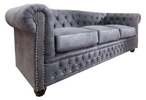 Chesterfield Antik szürke háromszemélyes kanapé