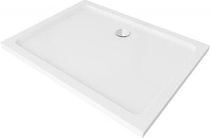 Mexen Flat téglalap alakú slim zuhanytálca 80 x 70 cm, Fehér, szifon Króm - 40107080