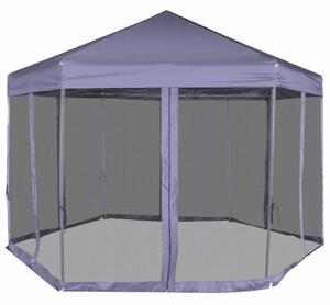 VidaXL sötétkék hatszögletű felugró pavilon 6 oldalfallal 3,6 x 3,1 m