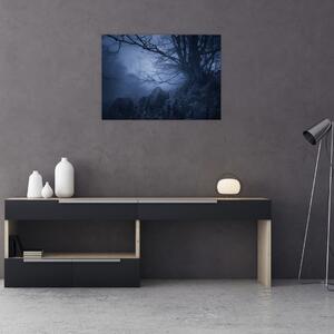 Egy sötét erdő képe (üvegen) (70x50 cm)