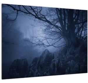 Egy sötét erdő képe (üvegen) (70x50 cm)