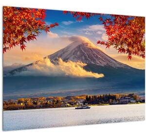 Kép - japán, Fuji hegy (üvegen) (70x50 cm)